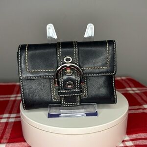 Coach Vintage Soho Black Leather Trifold Wallet